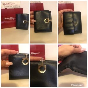 💯% Auth. Salvatore Ferragamo Small Black Wallet